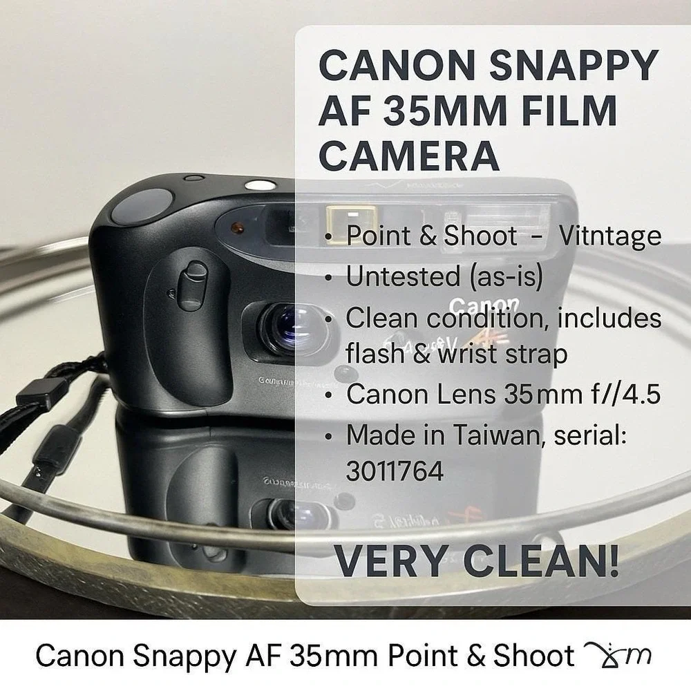 Cannon Snappy 35 Macro 35mm Point & Shoot Film‎ Camera Vintage Untested